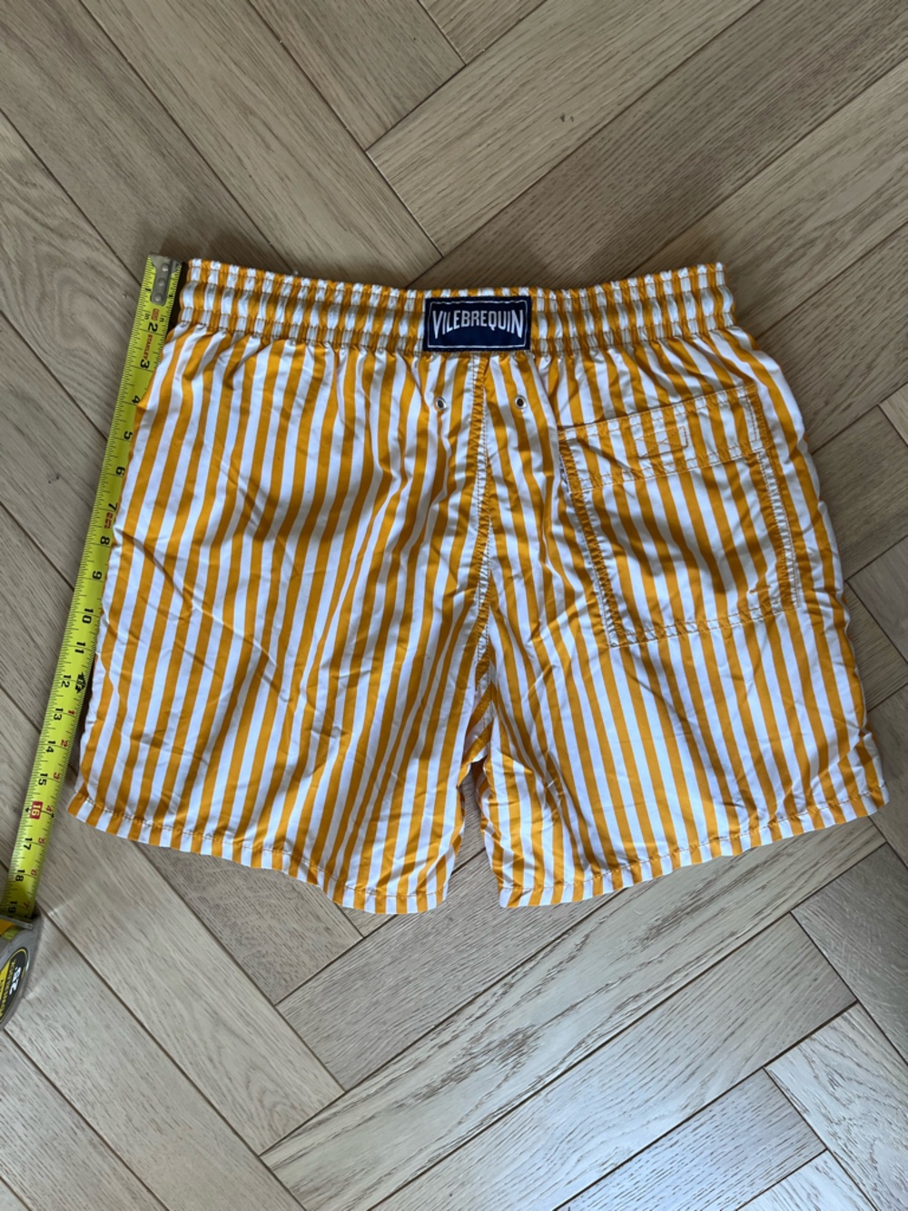 Vilebrequin Yellow and White Striped Swim Trunks